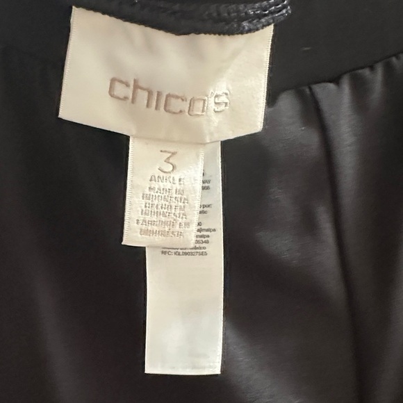 Chico's Travel Set Black V-Neck Blouse with Wide Leg Pull On Pants Women’s L/XL - Picture 5 of 7